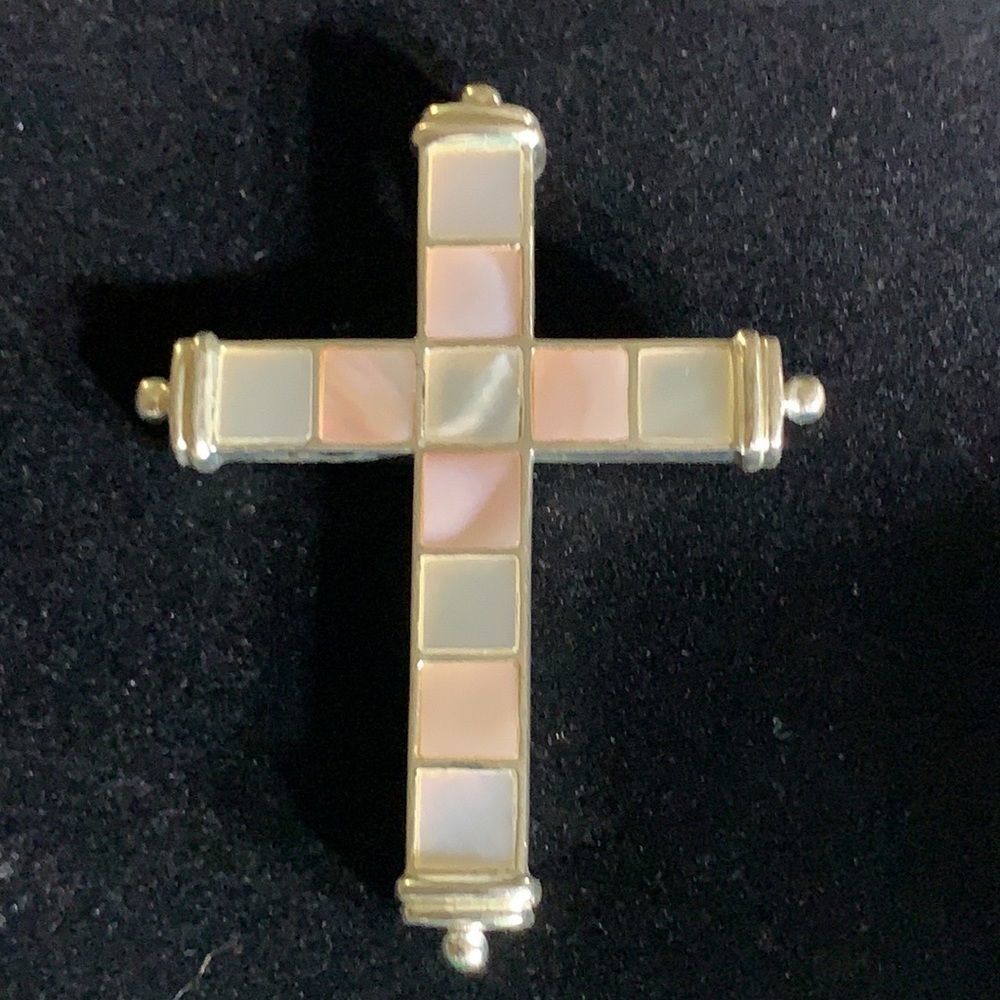 Sterling Silver Mother of Pearl Cross Pendant